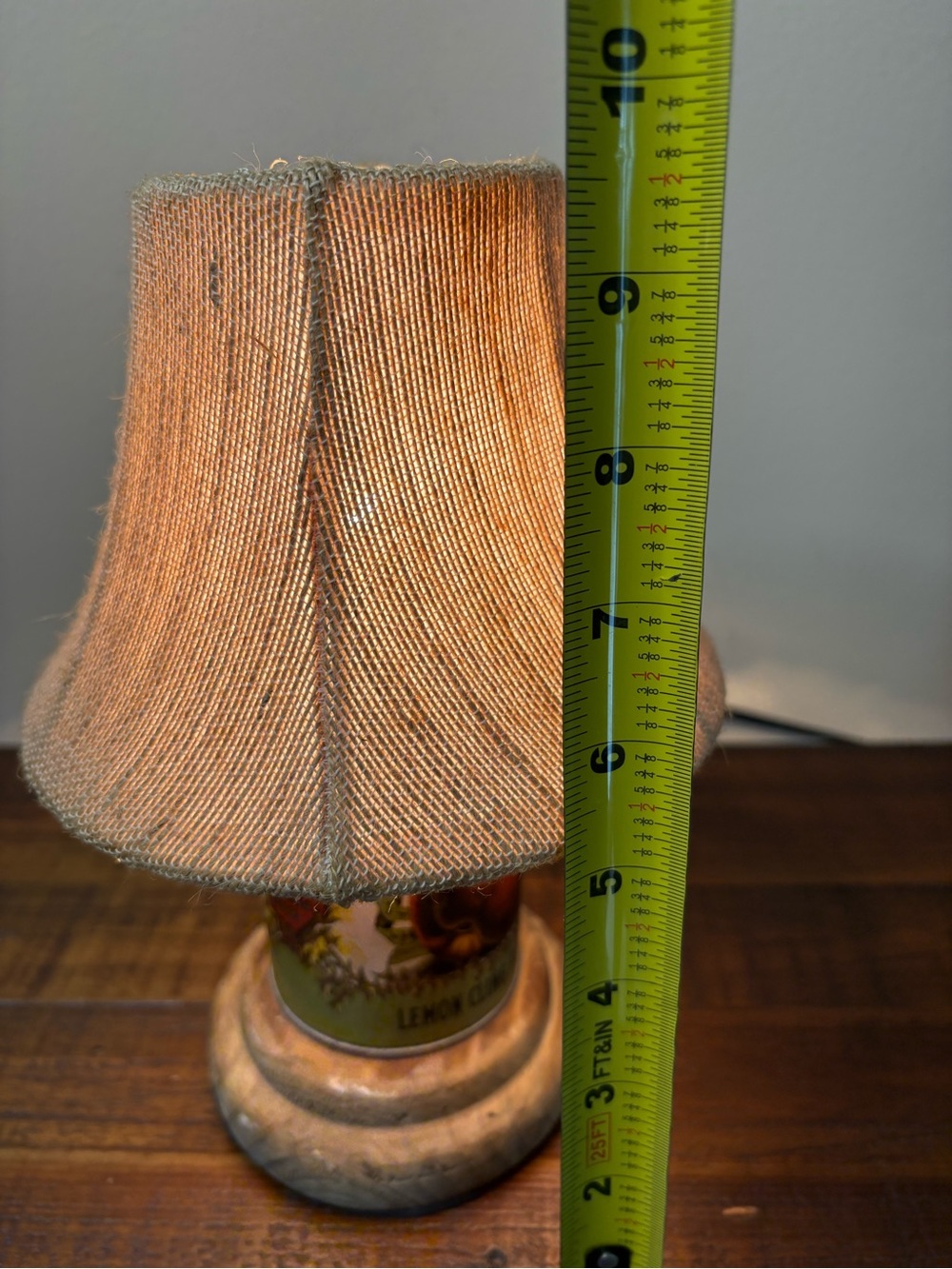 Vintage Style Miniature Table Lamp Of Canister Base Labeled “ Lemon Cling Peach” - Picture 8 of 13